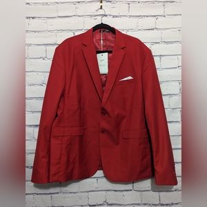 Mogu Red Blazer Sport Coat Jacket Men's Size Size 44 6XL NWT 🎄💘